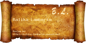Balika Lamberta névjegykártya
